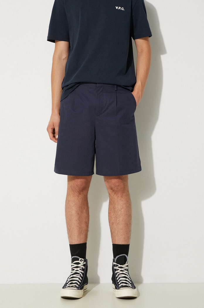 Памучен къс панталон A.P.C. Short Terry тъмносин COGBM.H10129