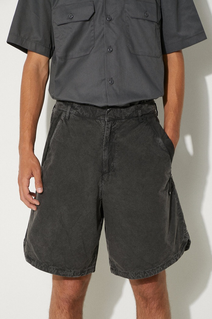 Pamučne kratke hlače A-COLD-WALL* Garment Dyed Panel Short bez uzorka crna ACWMB184