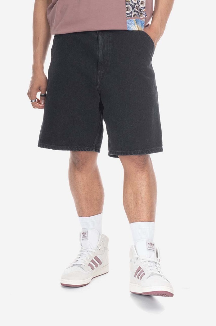 Хлопковые джинсовые шорты Carhartt WIP гладкий чёрный I032026