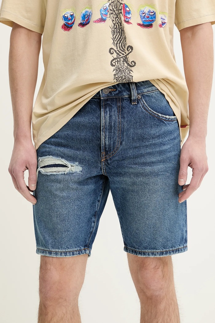 Rifľové krátke nohavice Diesel D-FIN SHORTS bavlna modrá A14621.0GRDY