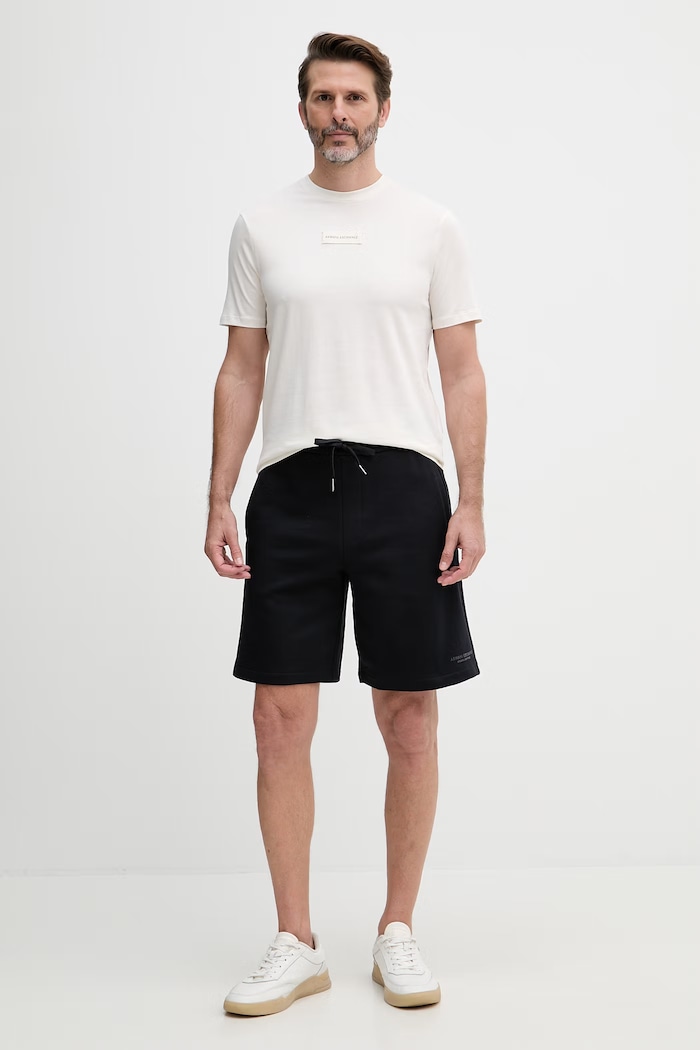 Armani Exchange pantaloni scurți de trening pentru bărbați din bumbac XM001300.AF20934.NOS bleumarin AA00