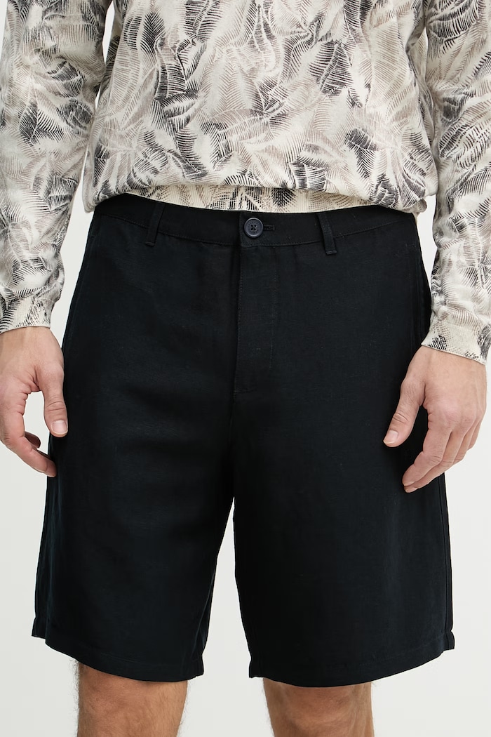 Armani Exchange къс панталон мъжки с лен тъмносин 8NZS67.ZNFNZ.NOS