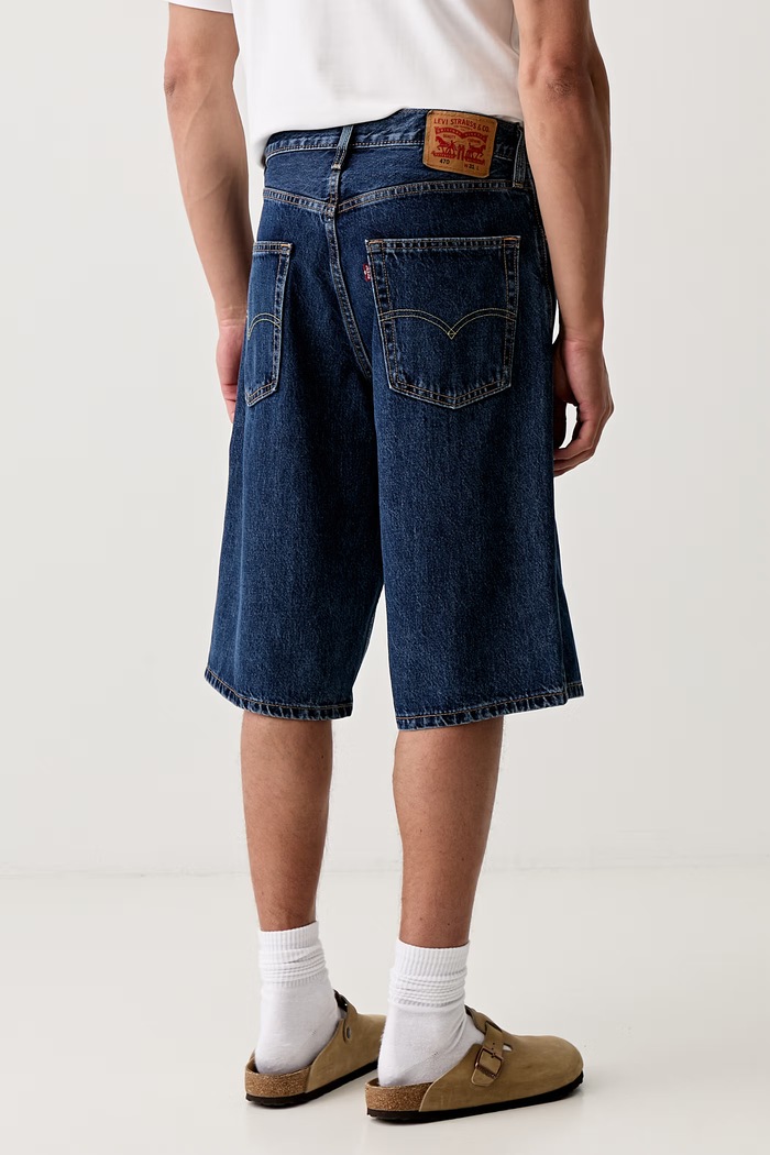 Ρούχα Levi's σορτς γυναικεία ντένιμ 470 BAGGY 0062W μπλε