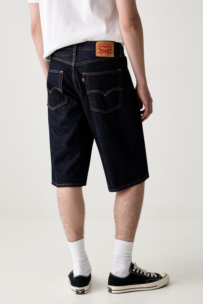 Odzież Levi's szorty damskie jeansowe 470 BAGGY 0062W granatowy