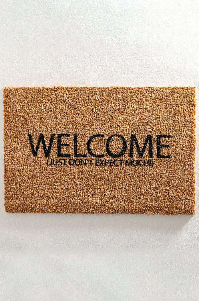Obývacia izba a spálňa Rohožka Artsy Doormats Welcome Collection TYPO.DONTEXPECTMUCH béžová