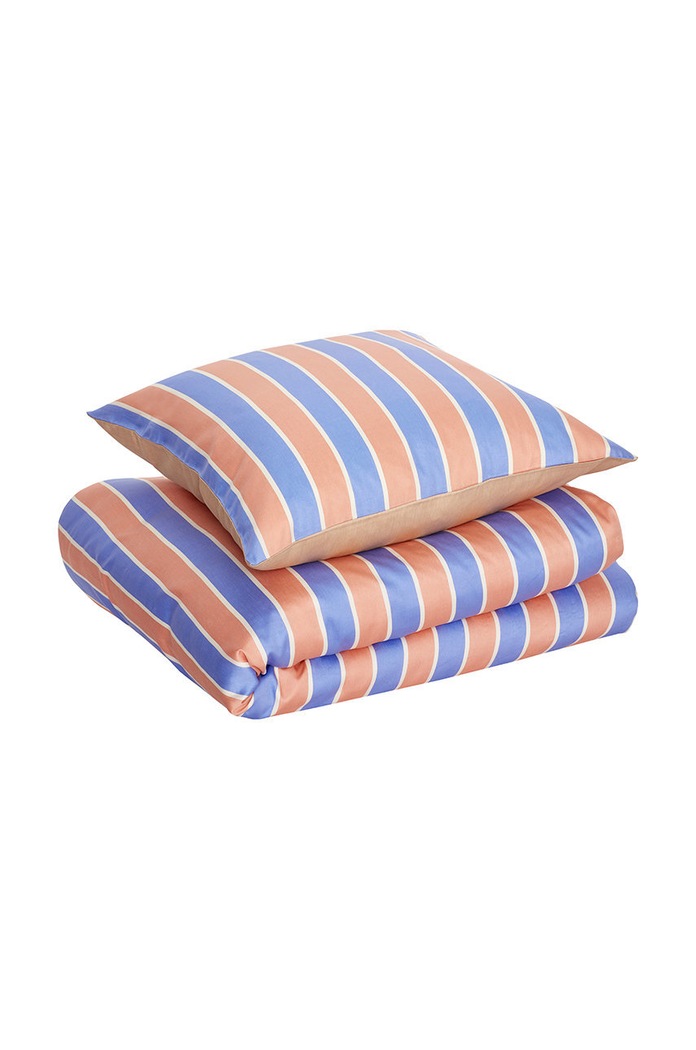 Комплект памучно спално бельо Hübsch Solace Bed Linen 60x63/140x200 cm син 061204