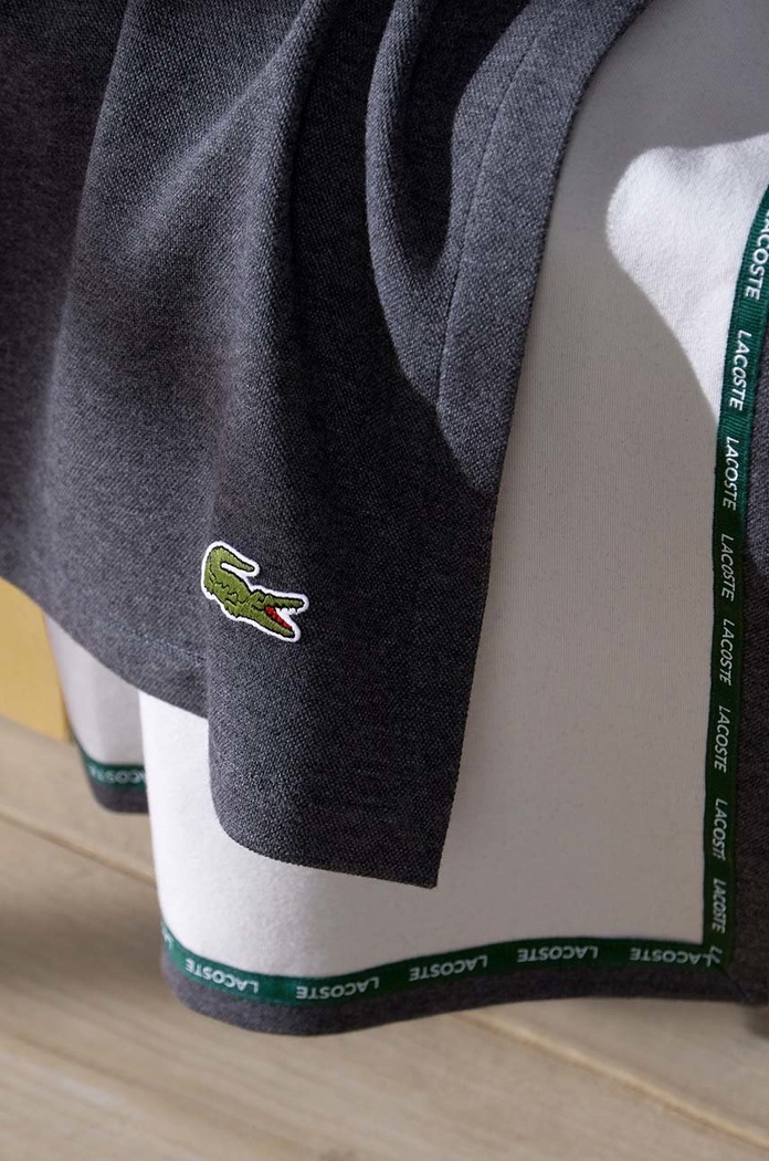 Памучно покривало Lacoste сив 1003467