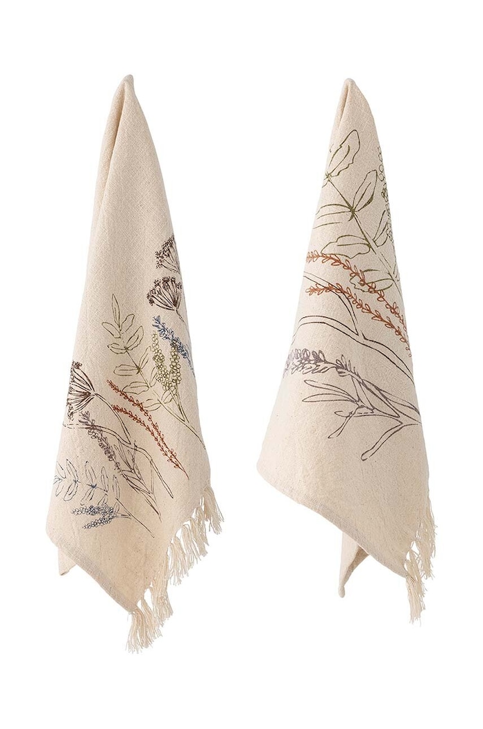 Kuchyň a bar Bavlněná kuchyňská utěrka Bloomingville Bea 2-pack 82062071 béžová