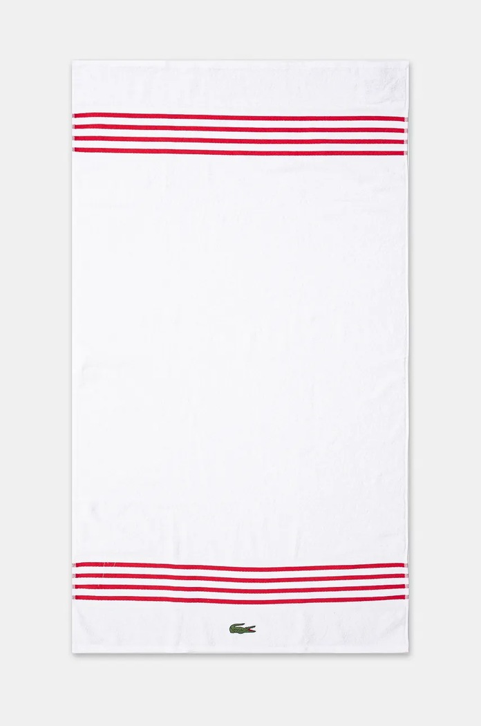 Středně velký bavlněný ručník Lacoste L Courtline Rouge 70 x 140 cm bílá 1044331