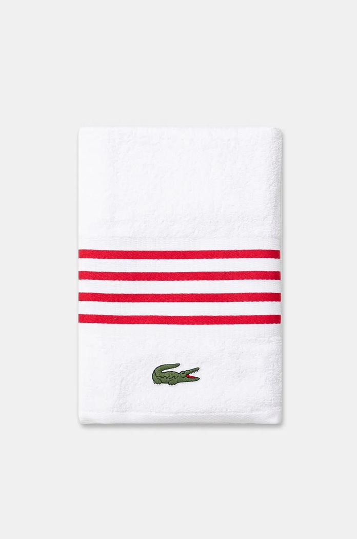 Středně velký bavlněný ručník Lacoste L Courtline Rouge 70 x 140 cm 1044331 bílá AA00
