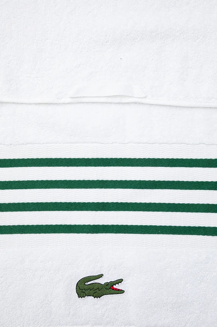 Баня Голяма памучна кърпа Lacoste L Courtline Vert 90 x 150 cm 1044332 бял