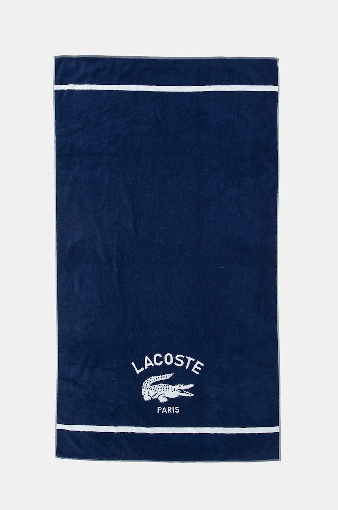 Velký bavlněný ručník Lacoste L Origine Methyle 90 x 160 cm námořnická modř 1043763