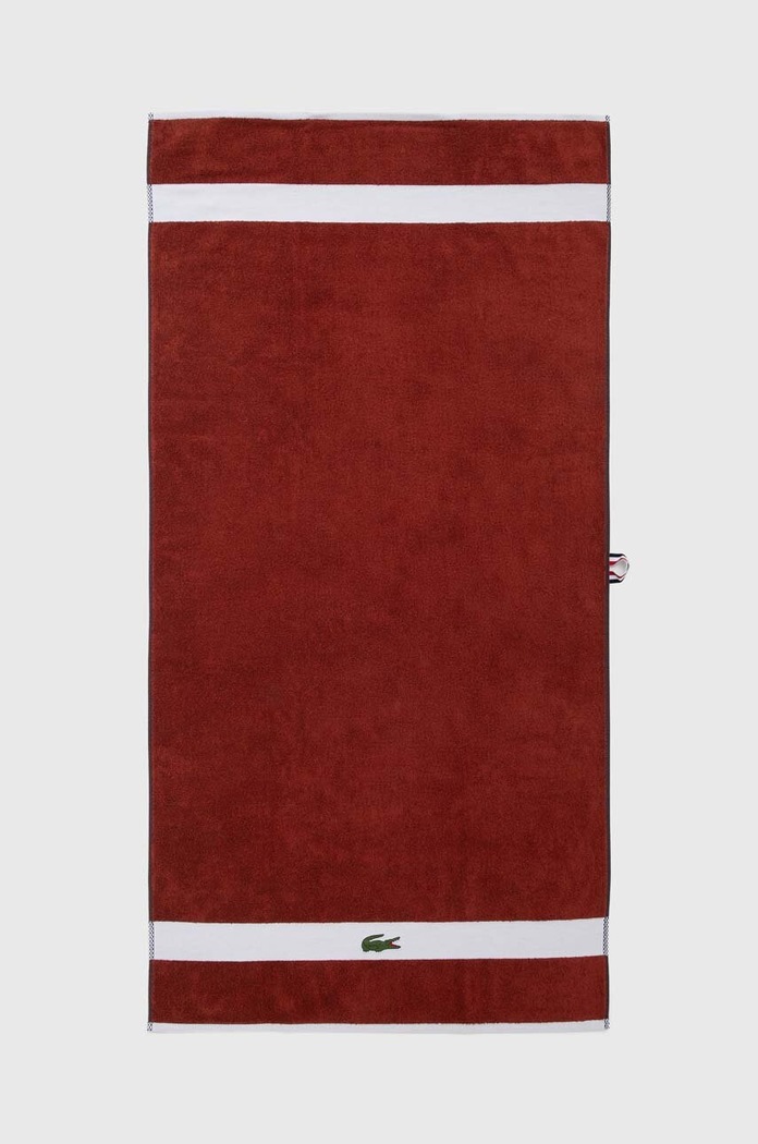 Středně velký bavlněný ručník Lacoste L Casual Terre Battue 70 x 140 cm burgundské 1007101