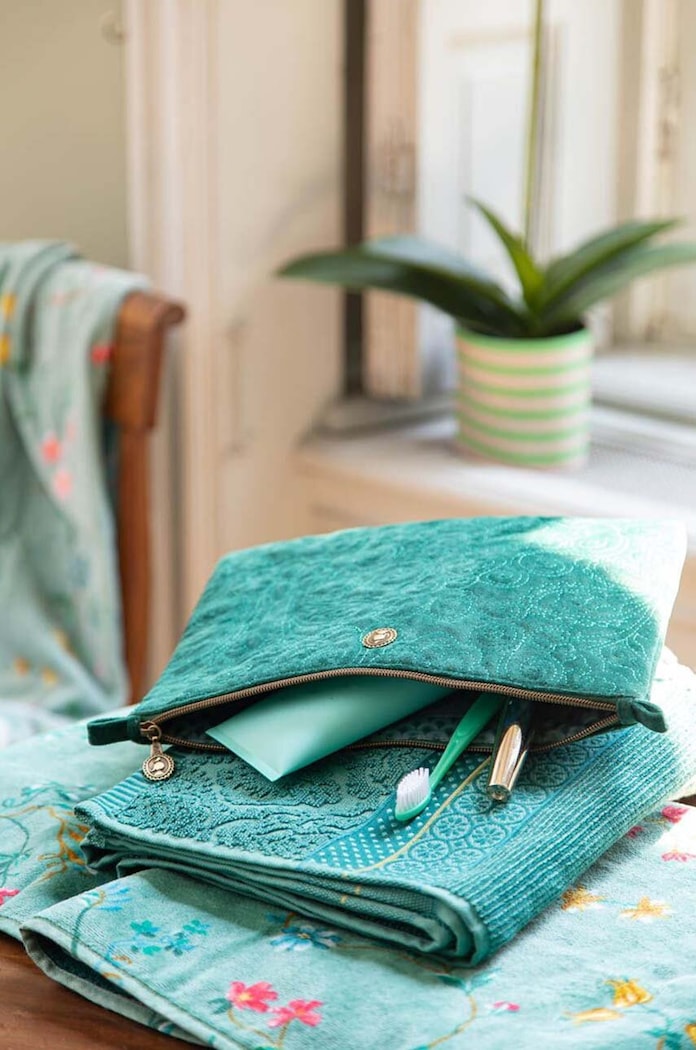 Kozmetična torbica Pip Studio Velvet Quiltey Days turkizna 51274176