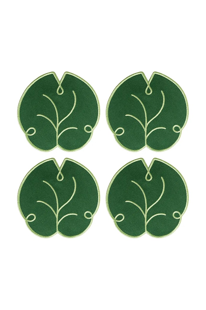 Σετ γυάλινα σουβέρ Octaevo Lily 14 x 14 cm 4-pack πράσινο OCCOLL.25