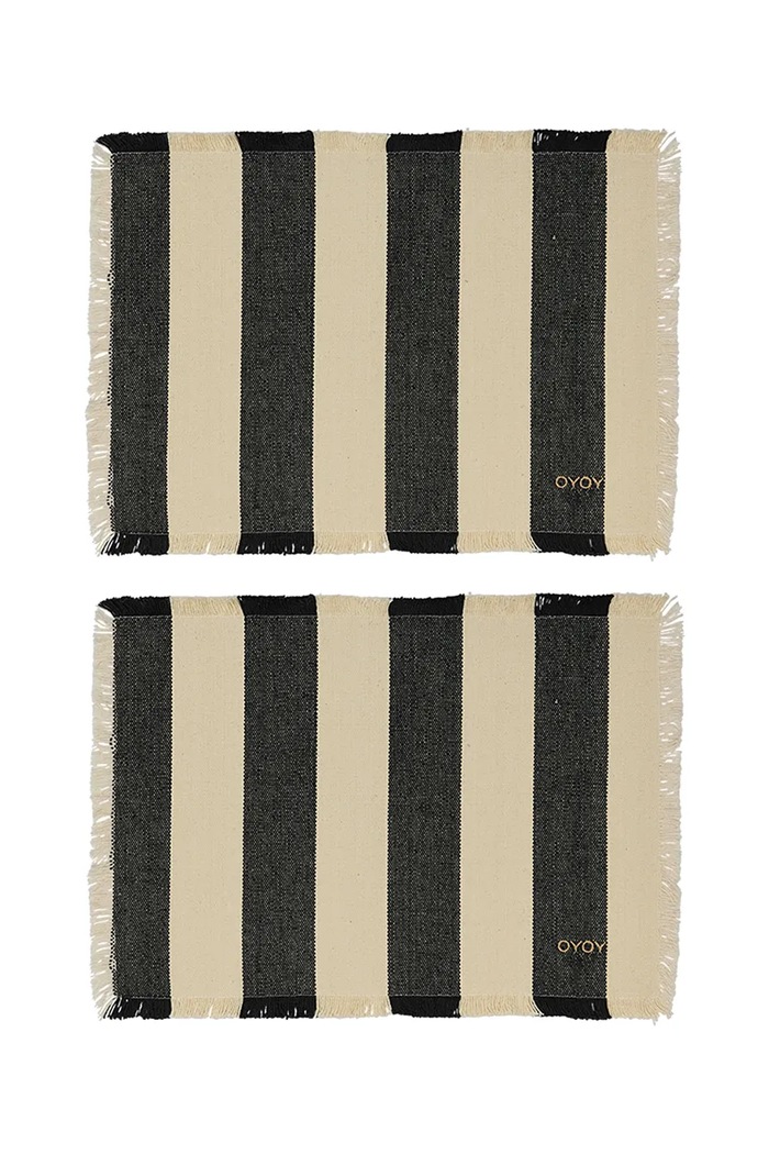 Bombažna podloga za pod krožnik OYOY Toppu 48 x 36 cm 2-pack črna L401965