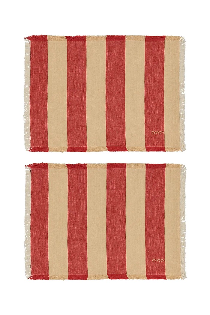 Bombažna podloga za pod krožnik OYOY Toppu 48 x 36 cm 2-pack rdeča L401964