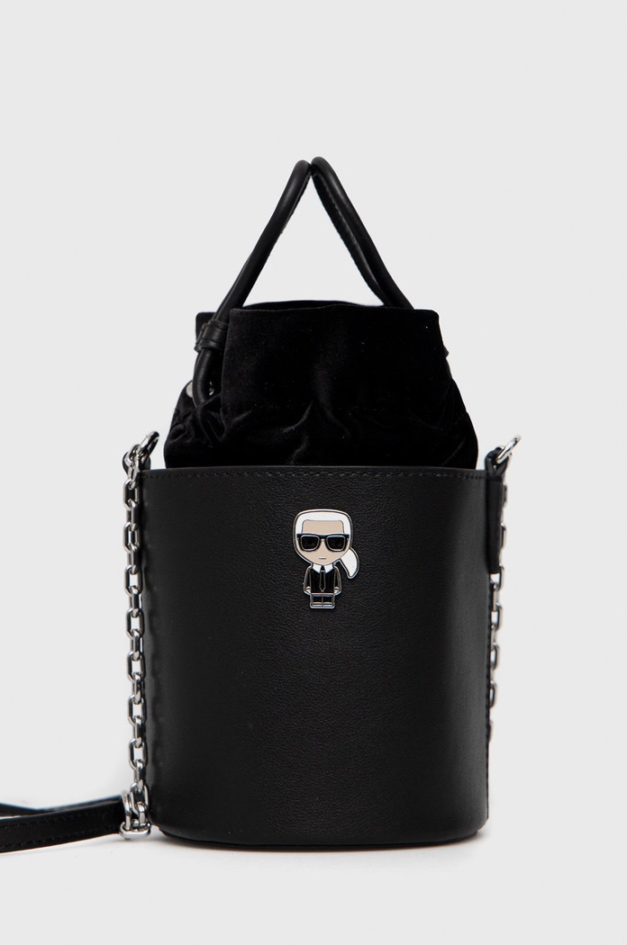 Karl Lagerfeld torebka skórzana skóra licowa czarny 225W3009