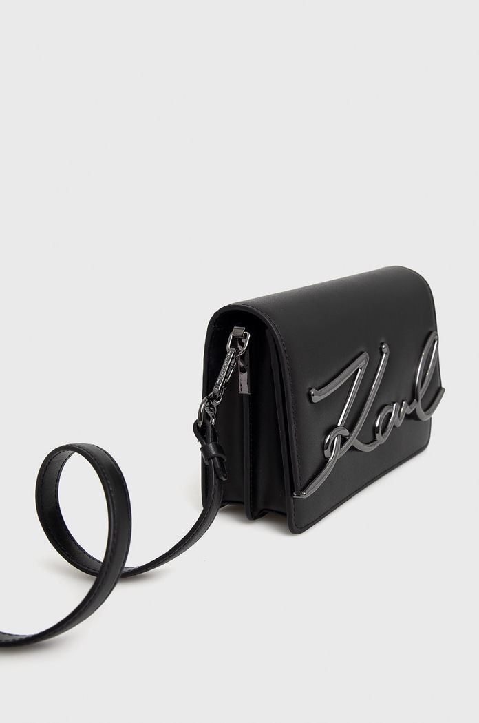 Karl Lagerfeld torebka skórzana 225W3040 nie mieści A4 czarny 225W3040