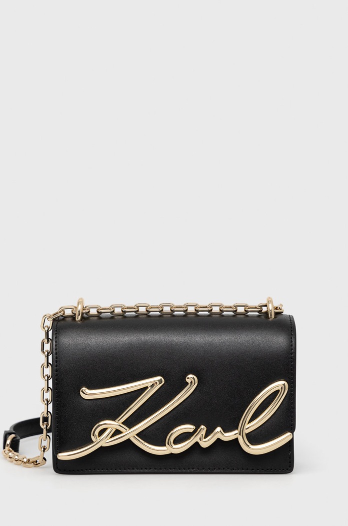 Karl Lagerfeld torebka skórzana 225W3041 nie mieści A4 czarny 225W3041
