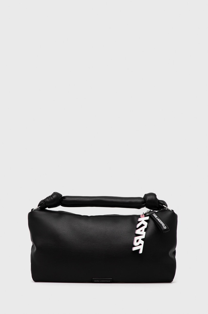 Δερμάτινη τσάντα Karl Lagerfeld λείο δέρμα μαύρο 225W3056