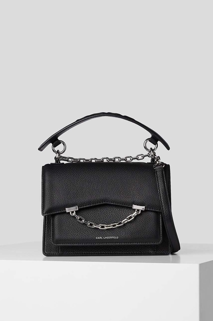 Karl Lagerfeld poseta de piele uni negru 225W3081