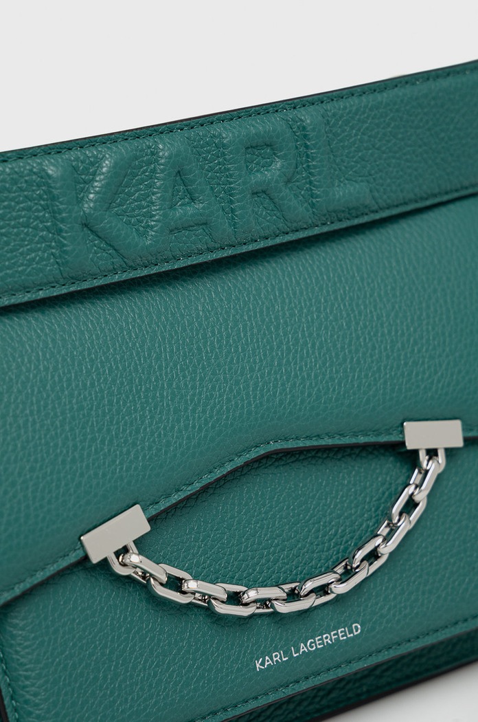 Kožená kabelka Karl Lagerfeld zelená 225W3081