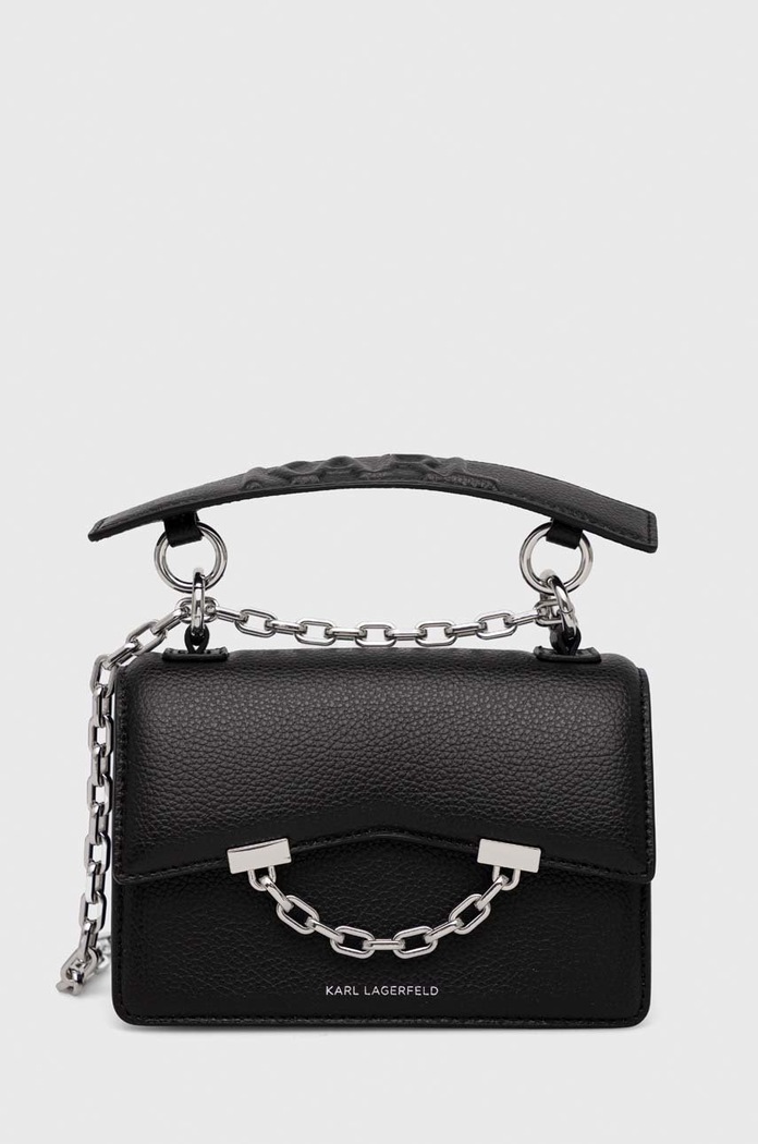 Karl Lagerfeld torebka skórzana skóra licowa czarny 225W3082