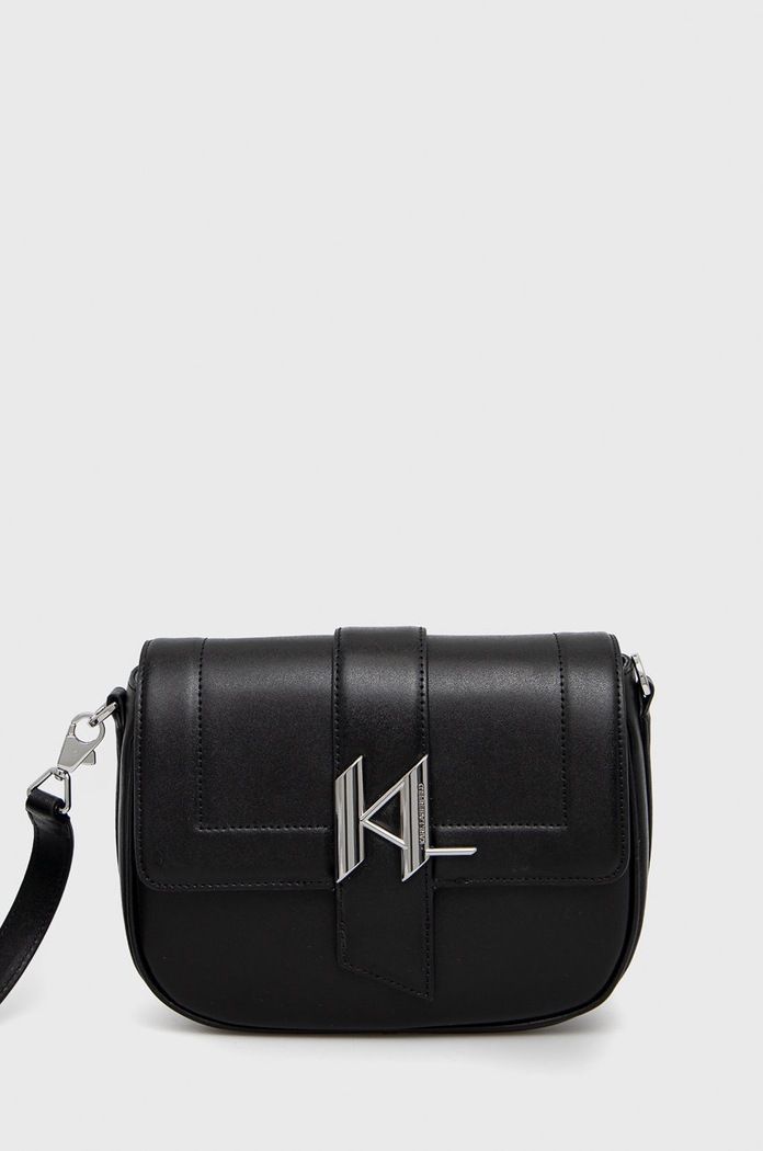Karl Lagerfeld torebka skórzana nie mieści A4 czarny 225W3085
