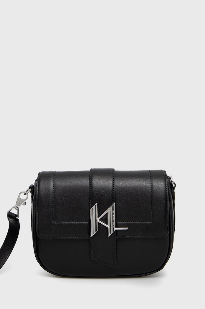 Karl Lagerfeld torebka skórzana nie mieści A4 czarny 225W3085