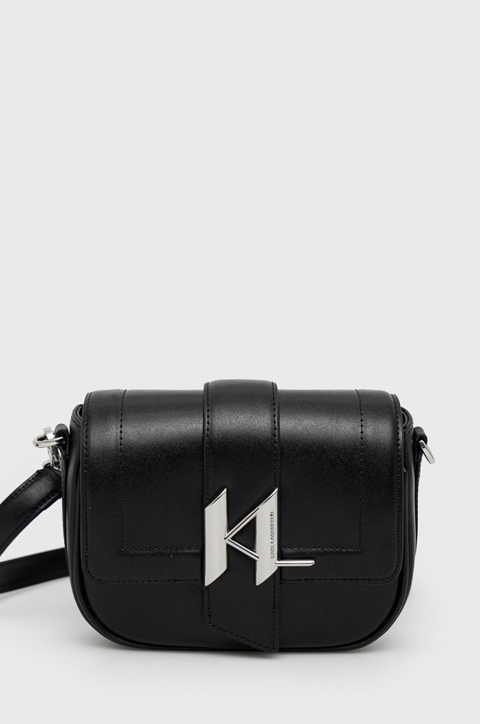 Kožená kabelka Karl Lagerfeld přírodní kůže černá 225W3086