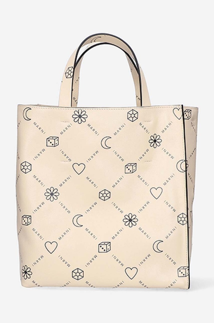 Kožená kabelka Marni vzorovaný béžová SHMP0018U4.P4599.00W12