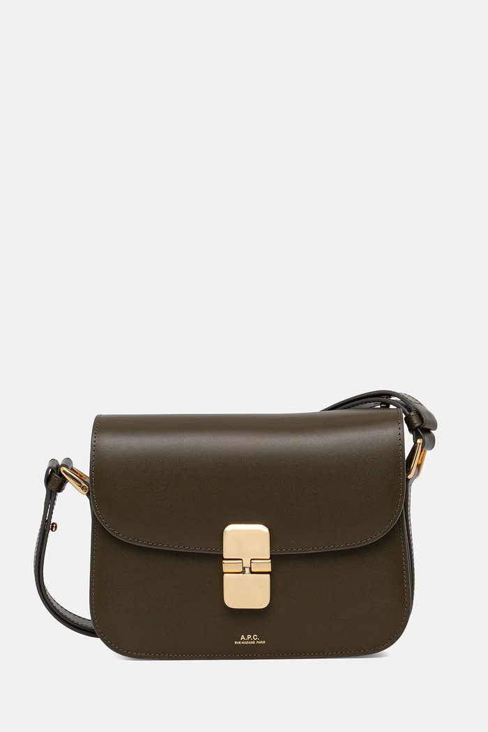 Kožená kabelka A.P.C. Sac Grace Small zelená PXBMW.F61413