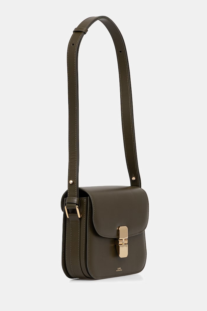 Kožená kabelka A.P.C. Sac Grace Small PXBMW.F61413 zelená SS26