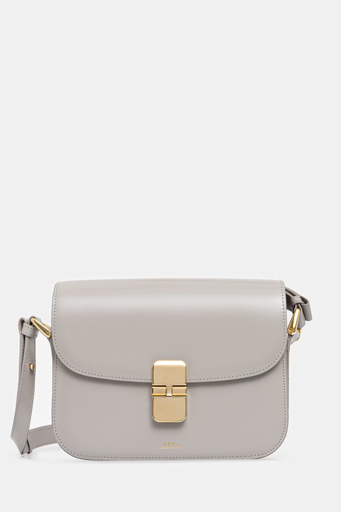 A.P.C. leather handbag Sac Grace Small non-detachable strap gray PXBMW.F61413