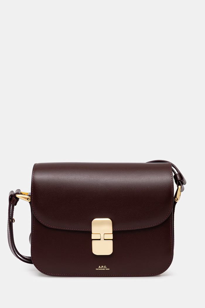 Kožená kabelka A.P.C. Sac Grace Small jednofarebný burgundské PXBMW.F61413