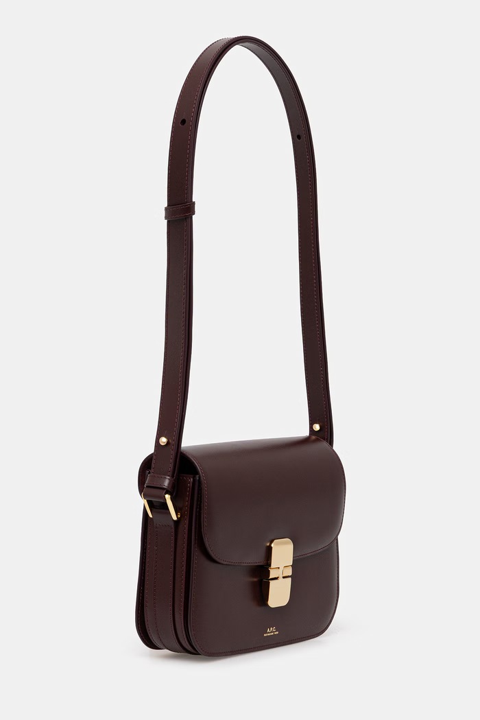 Kožená kabelka A.P.C. Sac Grace Small PXBMW.F61413 burgundské SS26