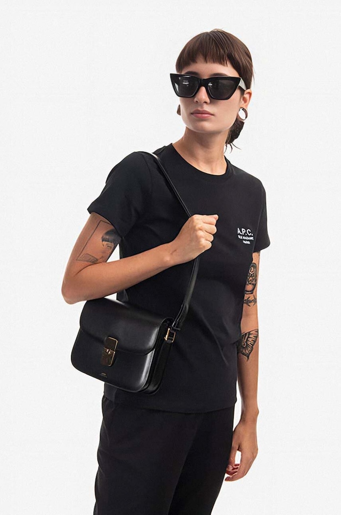 Kožená kabelka A.P.C. Grace Small PXBMW.F61413 černá SS26
