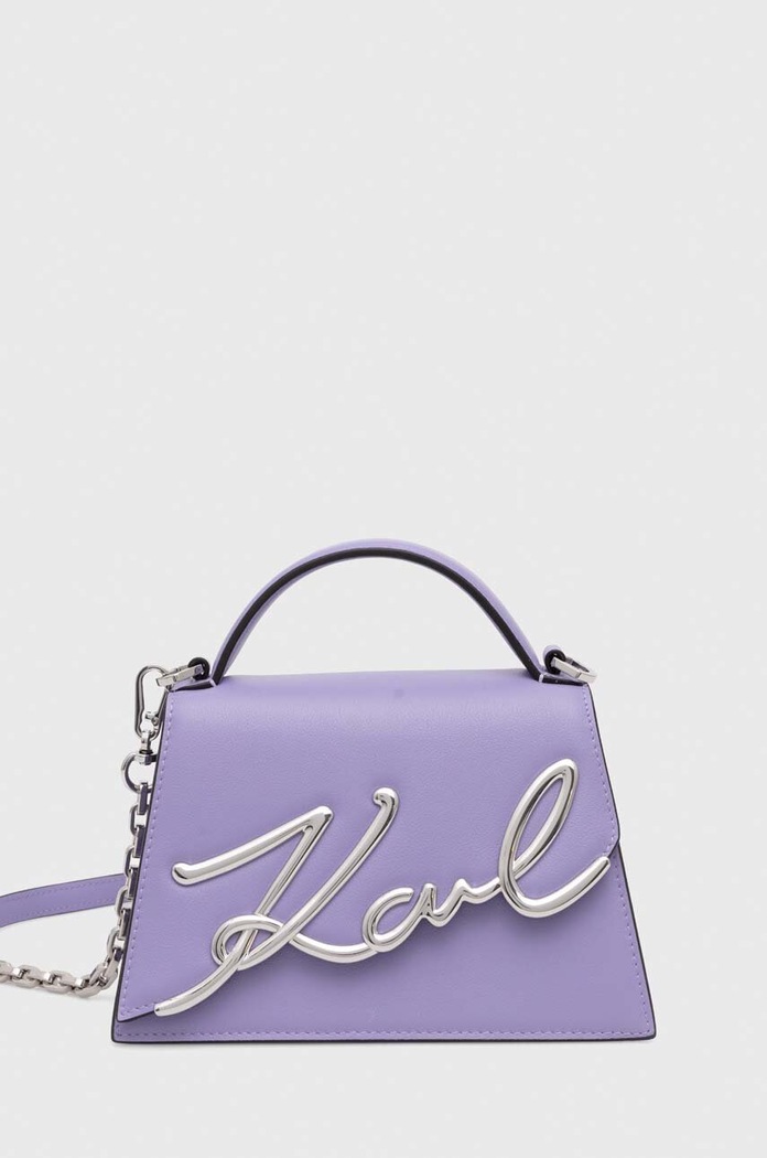Kožená kabelka Karl Lagerfeld K/SIGNATURE usňová koža fialová 240W3004