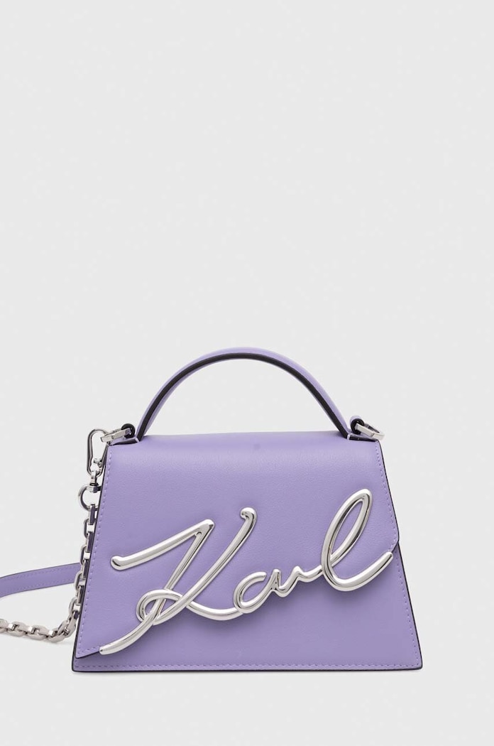 Kožená kabelka Karl Lagerfeld K/SIGNATURE usňová koža fialová 240W3004
