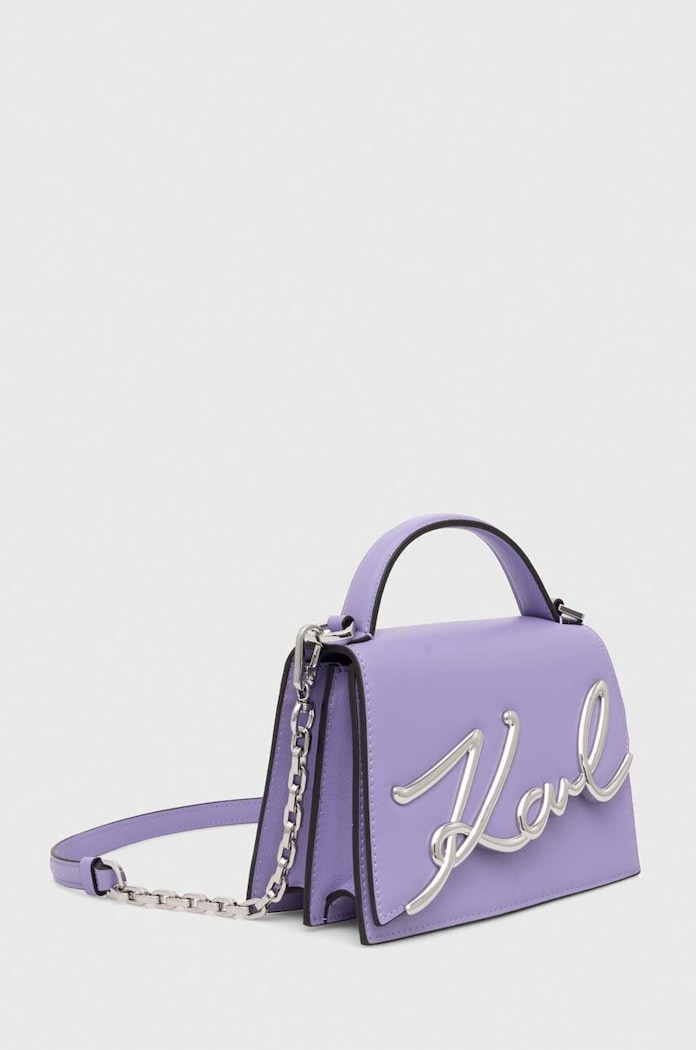Kožená kabelka Karl Lagerfeld K/SIGNATURE 240W3004 fialová AA00