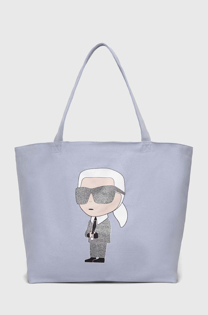 Bavlnená taška Karl Lagerfeld potlač modrá 240W3891
