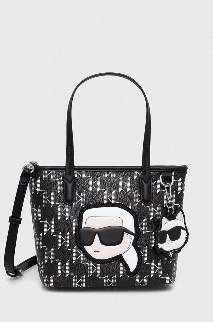 Kabelka Karl Lagerfeld nášivka čierna 240W3089