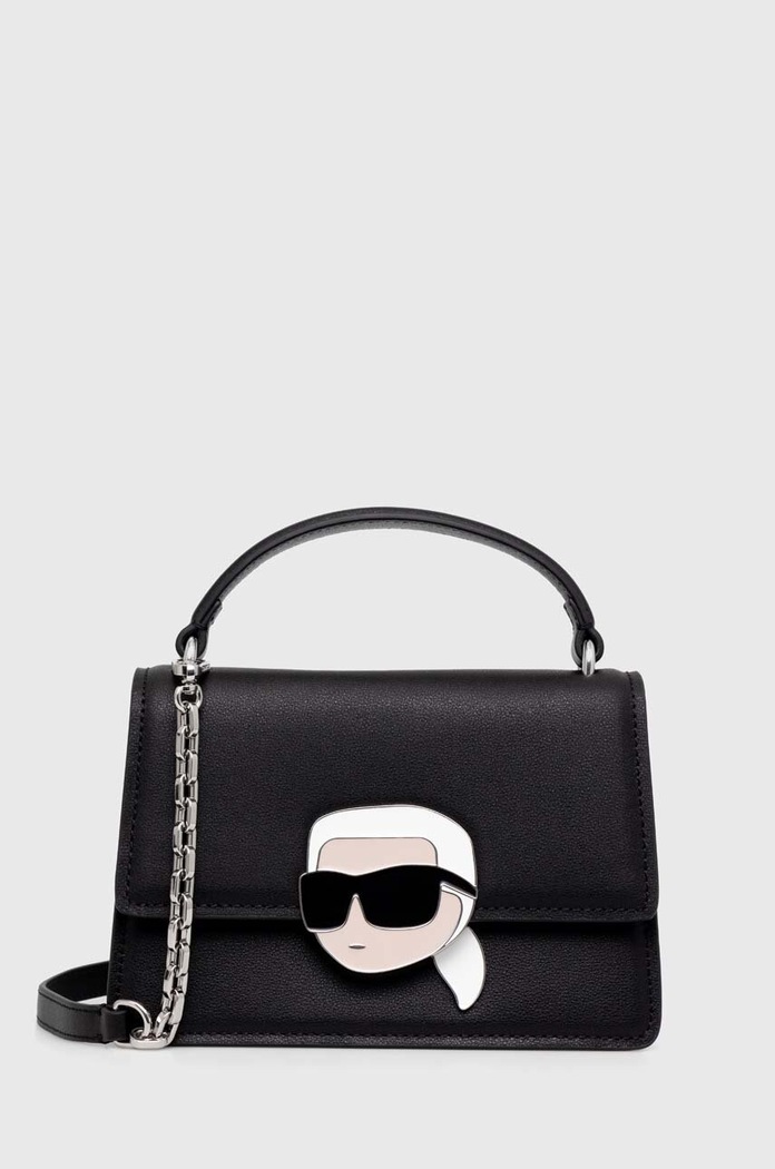 Kožená kabelka Karl Lagerfeld usňová koža čierna 240W3084