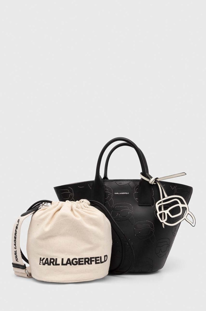 Karl Lagerfeld torebka skórzana skóra licowa czarny 241W3001