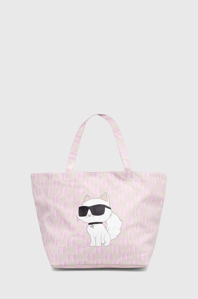 Bavlnená taška Karl Lagerfeld vzorovaný béžová 241W3881