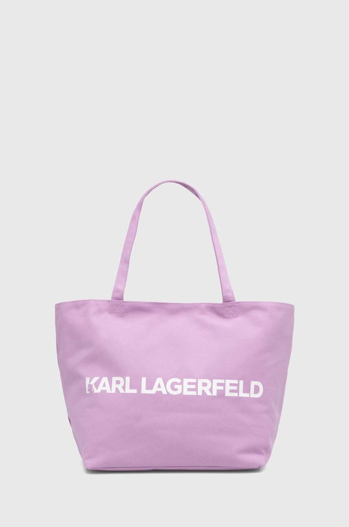 Bavlněná kabelka Karl Lagerfeld potisk fialová 240W3870
