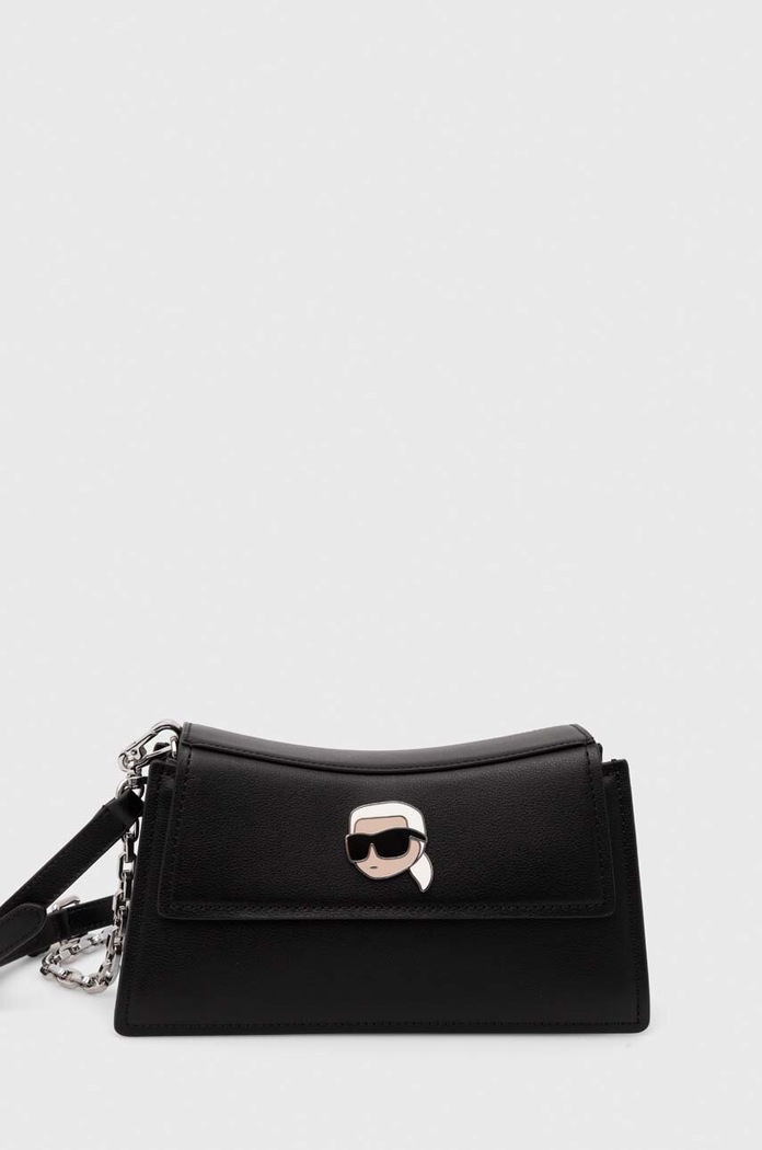 Karl Lagerfeld torebka skórzana skóra licowa czarny 245W3053