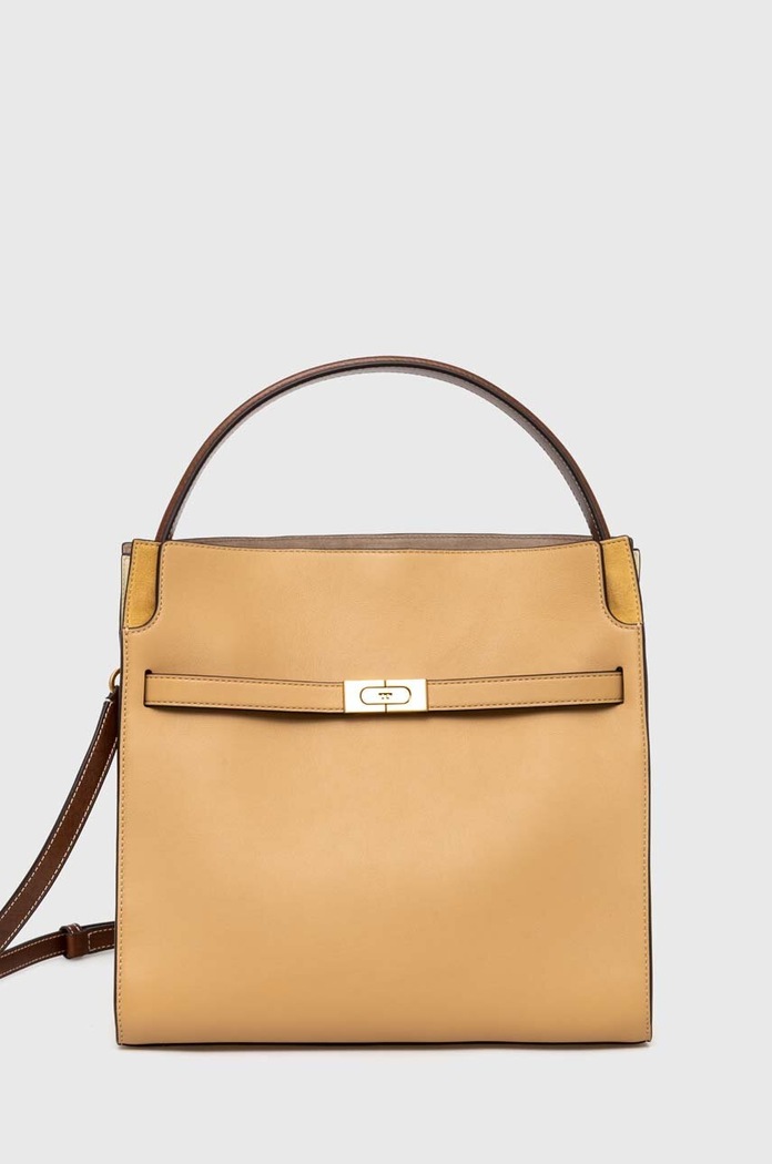 Tory Burch torebka skórzana Lee Radziwill Double skóra licowa beżowy 154749.200