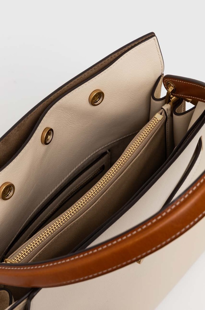 Δερμάτινη τσάντα Tory Burch CN Lee Radziwill Small Double Lee Radziwill 158641.122 μπεζ